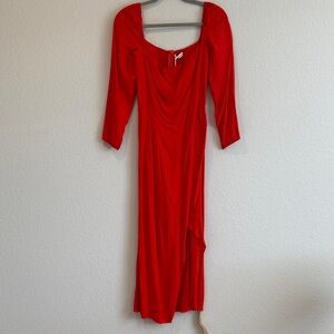 Reformation Vibrant Red Long Sleeve Dress